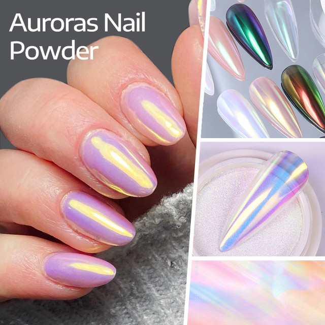 NICOLE DIARY White Chrome Nail Powder Glitter Aurora Mirror White Rubbing  Pigment Dust Manicure Nail Accessories Decoration DIY - AliExpress